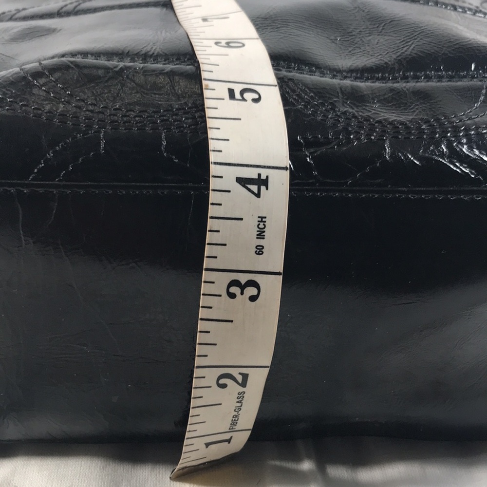 Coach Vintage Women’s F15142 Black Patent Leather CC Logo Stitch Tote Bag Purse - Picture 9 of 12
